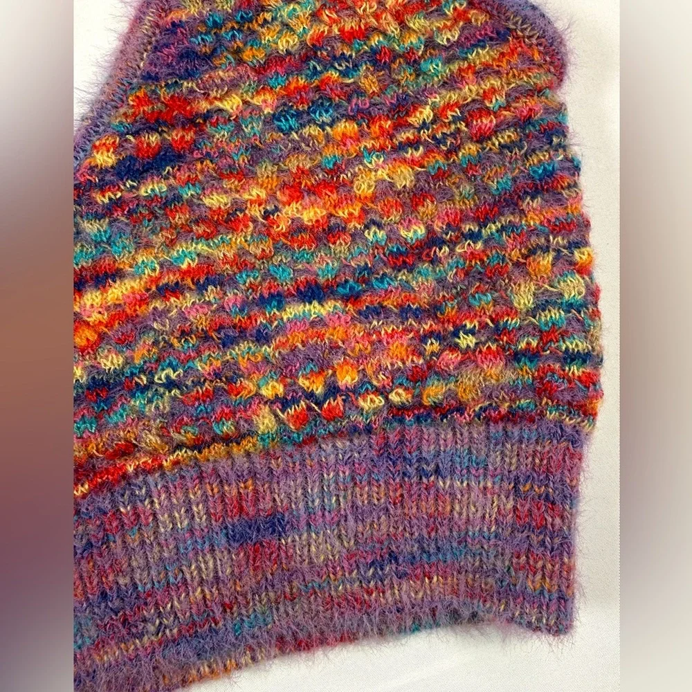HAZEL MOON Multicolor Fuzzy Knit Crop Cami Bralette Top Size M Rainbow Space Dye - Picture 5 of 13